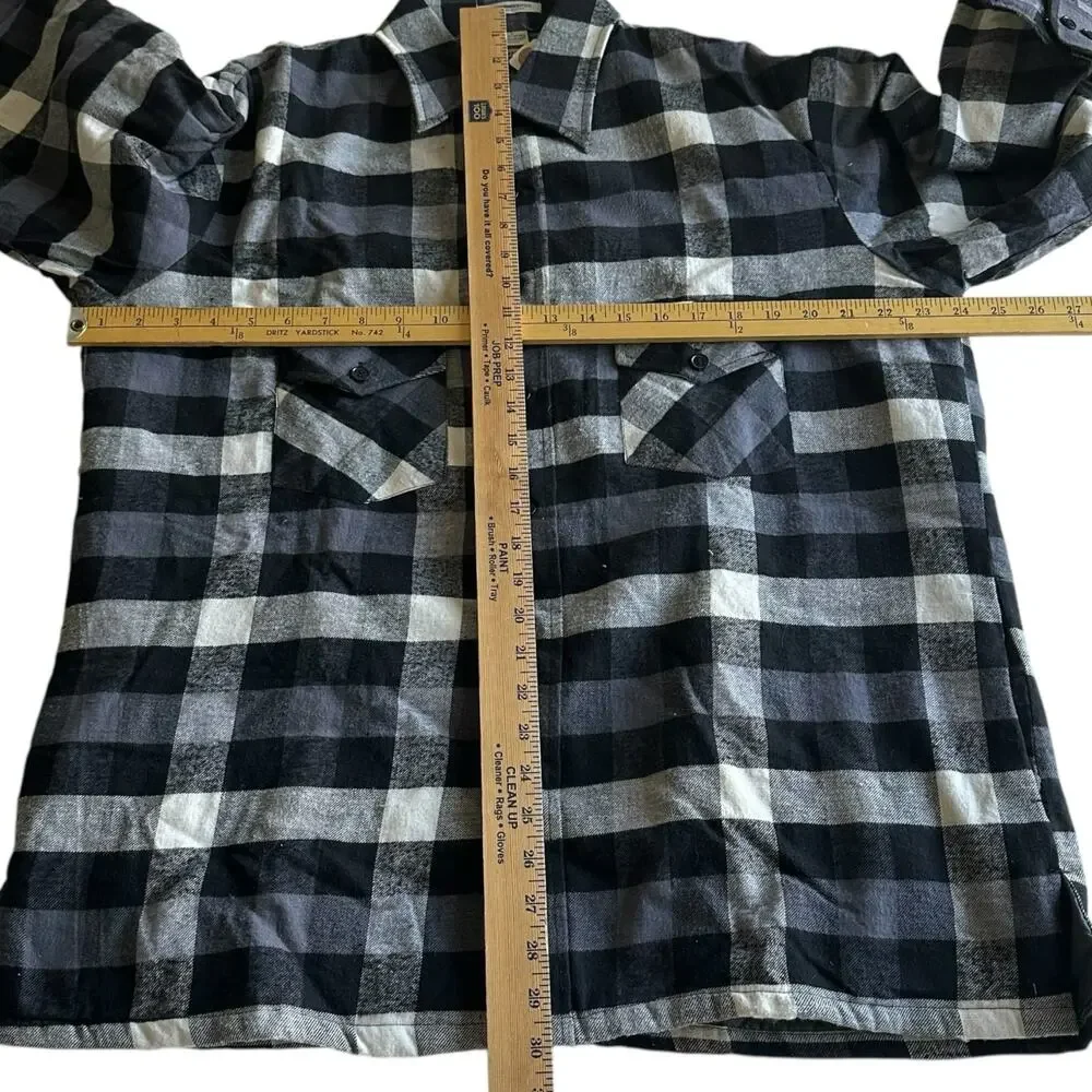 Vintage Coat Mens Size Large Plaid Grey White Outdoor Wear Hiking Pockets